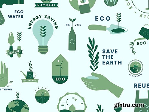 Set of organic and go green icons 
