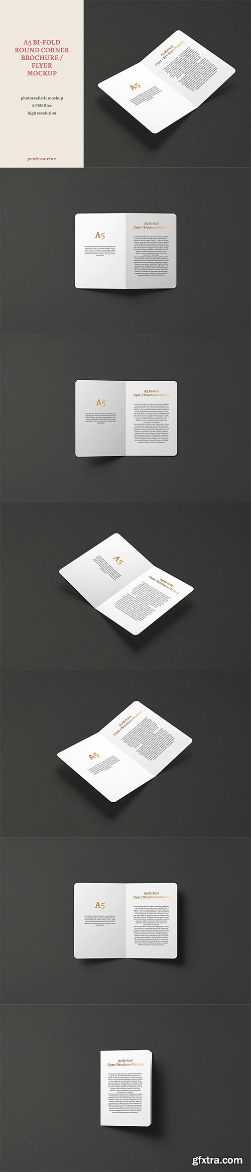 A5 Bi-Fold Round Corner Brochure / Flyer Mockup A5 Bi-Fold Round Corner Brochure / Flyer Mockup