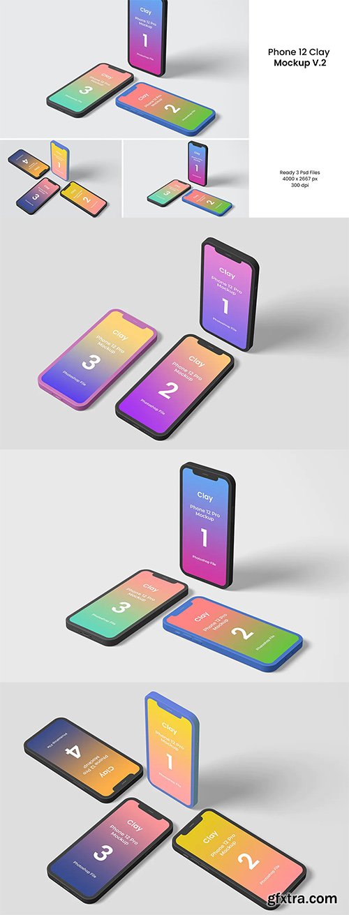 Phone 12 Clay Mockup V.2