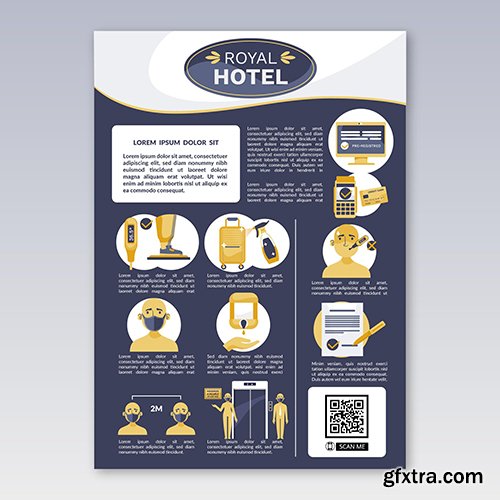 Organic flat coronavirus prevention poster for hotels