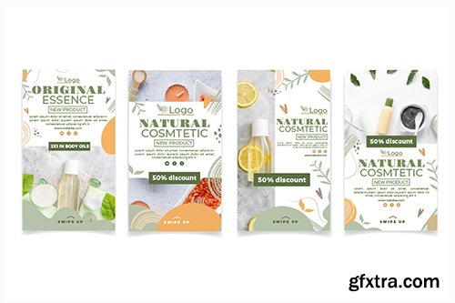 Cosmetic instagram story templates with photo