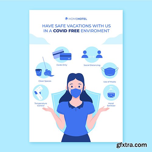 Coronavirus prevention poster template hotels
