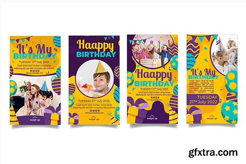 Childrens birthday instagram story templates