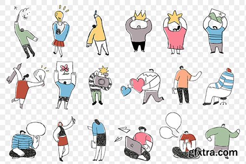Cute colorful business png cartoon icons set 