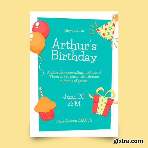Hand-drawn birthday invitation template