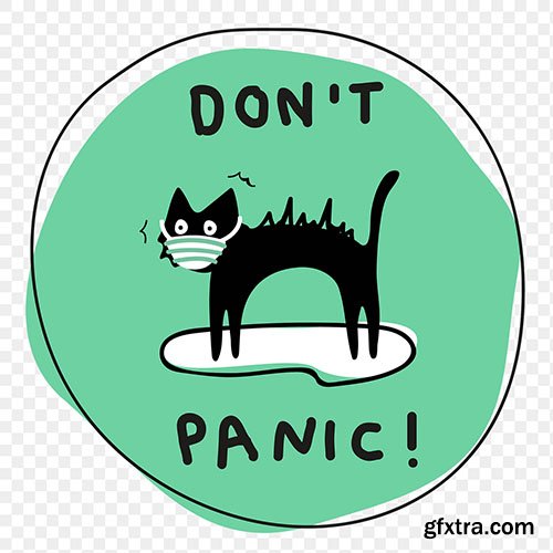 Don't panic! png new normal lifestyle doodle sticker 