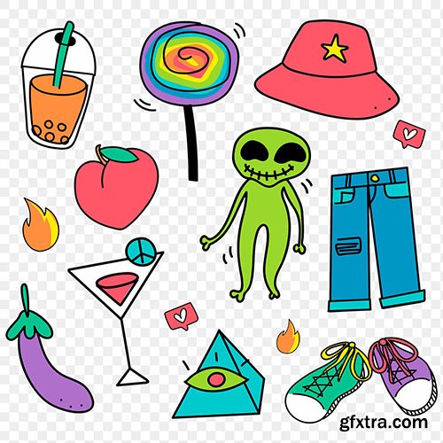 Colorful and fun youth day stickers set 