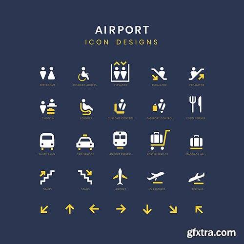 Airport service signs vector set 