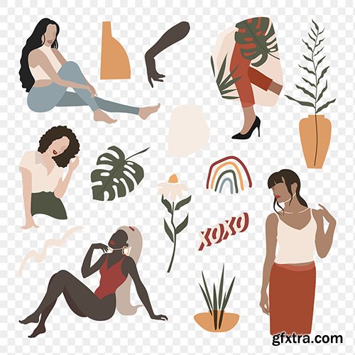 Female social media influencers collection transparent png 