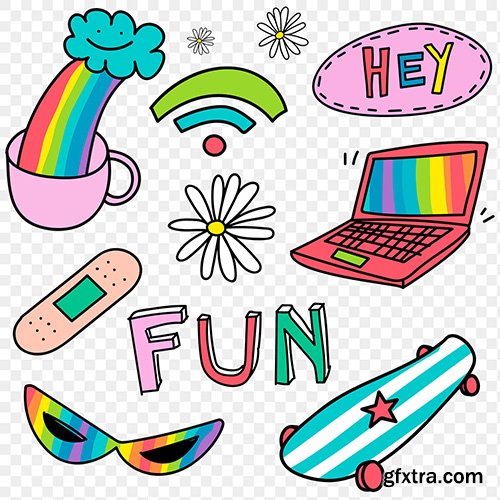 Creative cool pop art sticker collection design element 