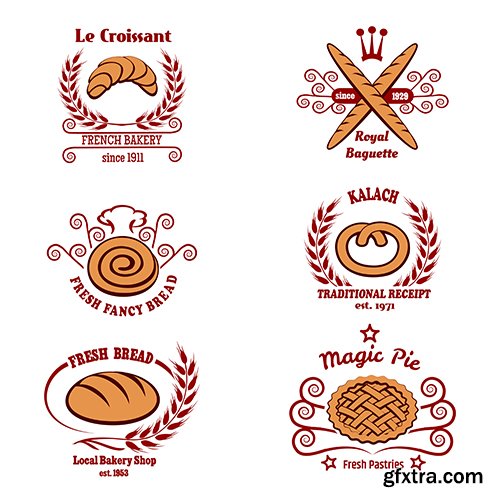Bakery bread logo set Bakery bread logo set