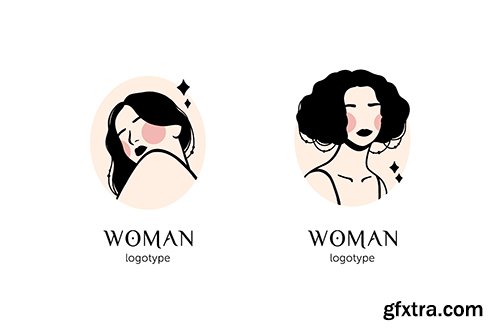 Hand-drawn woman logo template