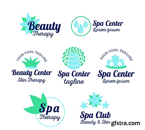 Set of spa center logos flat style