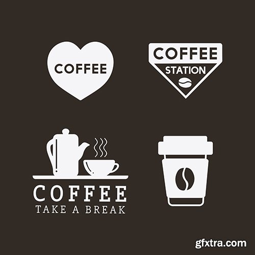 Set of coffee elements and coffee accessories vector 