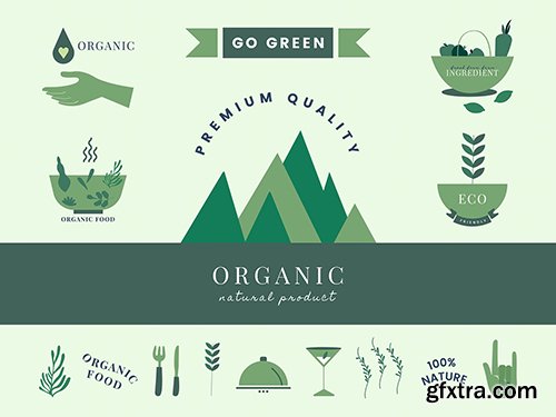 Set of organic and go green icons 