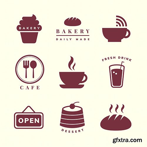 Coffee shop icon vector set 