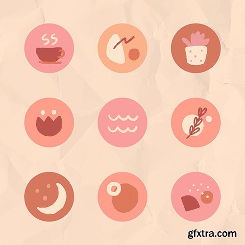 Instagram story highlights icons set vector 