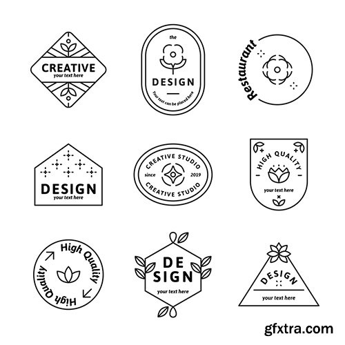 Geometric shaped badge collection vector