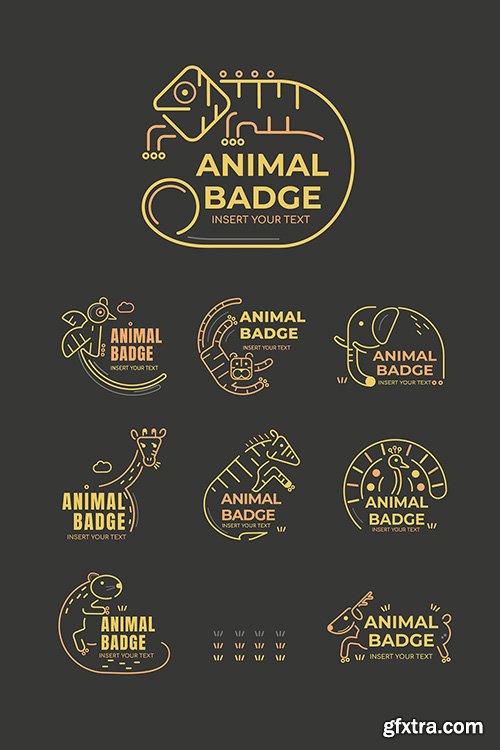 Animal badge design elements vector set 