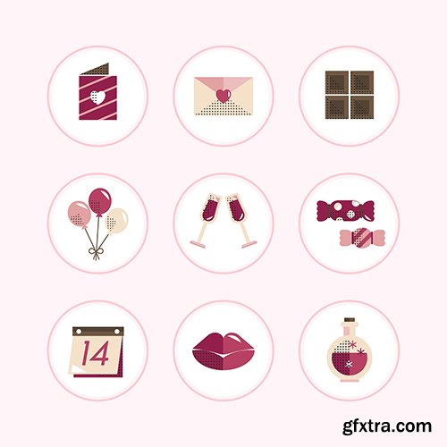 Valentines symbols and icons vector set 
