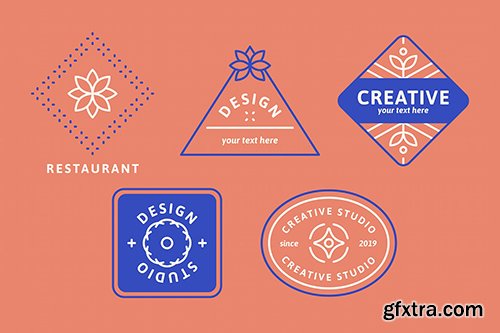 Geometric shaped badge collection vector 
