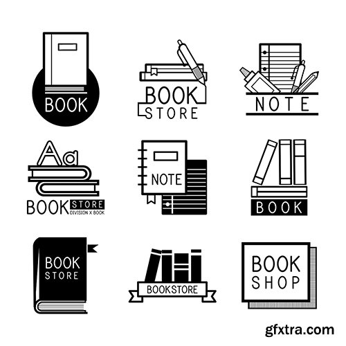 Bookstore logos and sign set vector 