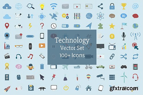 Illustration set of technology icons vector 