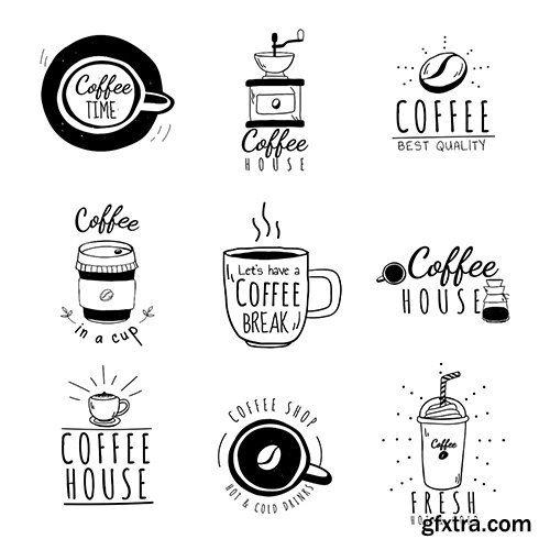 Set of coffee shop logos vector 