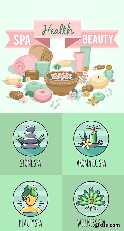 Set of spa center logos and elements 