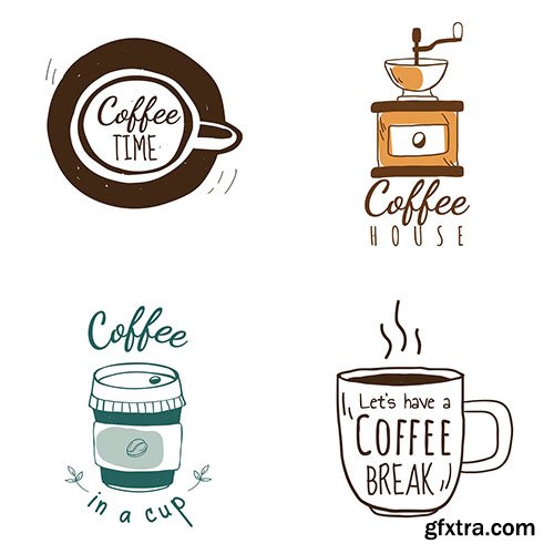 Set of coffee shop logos vector 