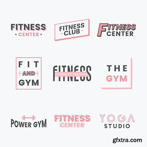 Set of fitness club logo vectors