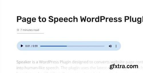 CodeCanyon - Speaker v3.2.2 - Page to Speech Plugin for WordPress - 24336046