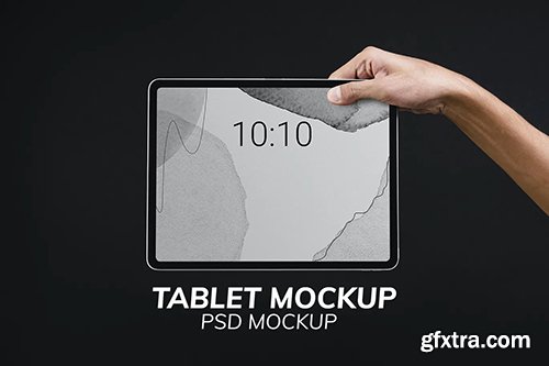 Digital tablet screen mockup psd with hand