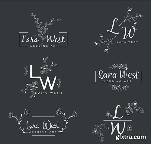 Set of vector wedding florist logos