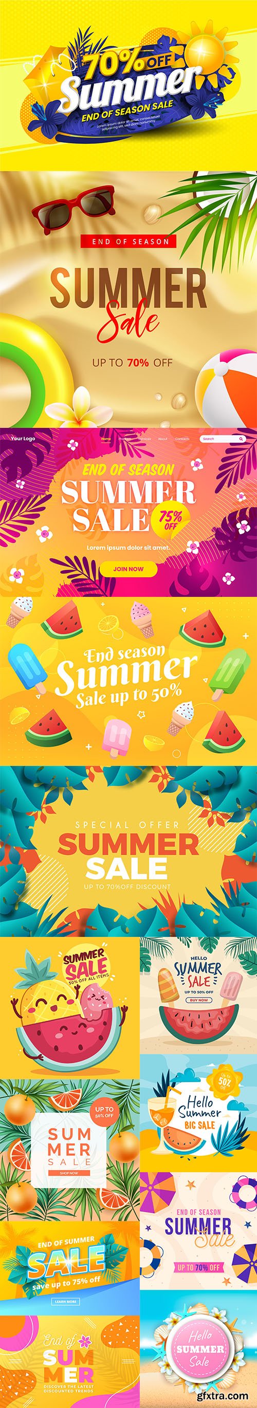 Colorful Summer Sale Backgrounds 13xEPS