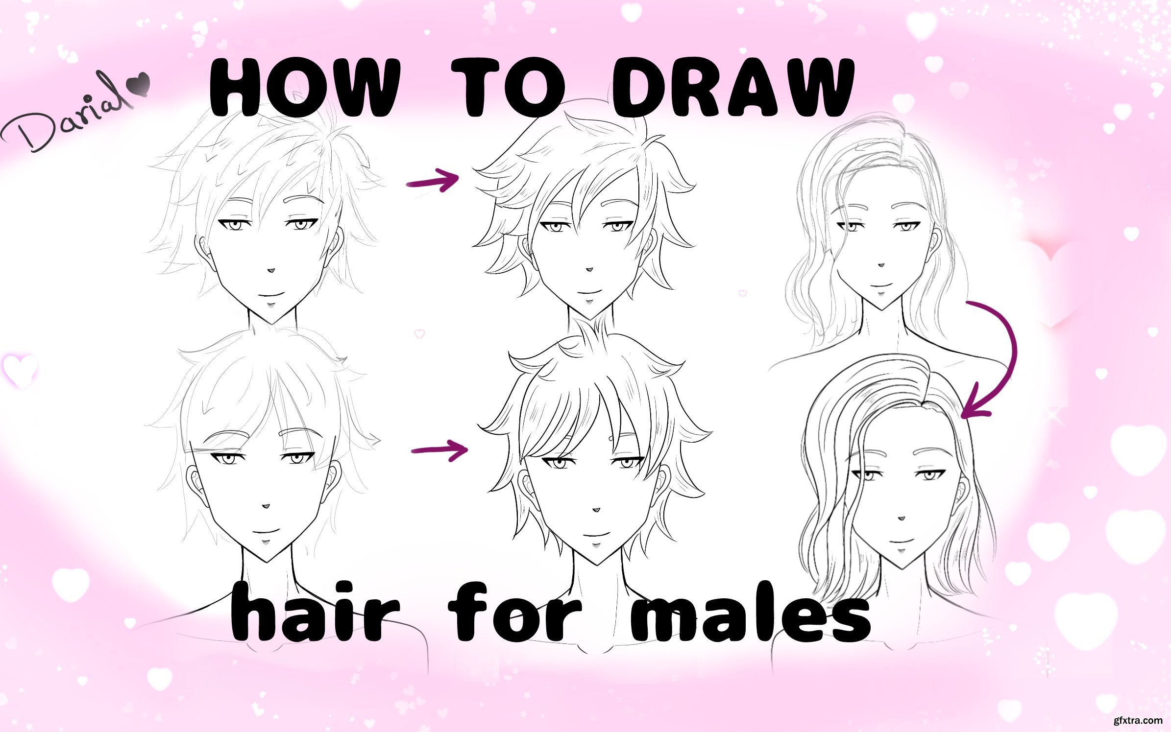 How to draw anime hair for Males/ boys » GFxtra