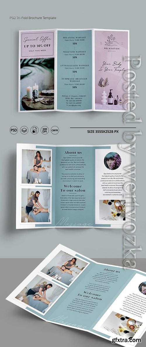 Massage trifold brochure templates in psd Massage trifold brochure templates in psd