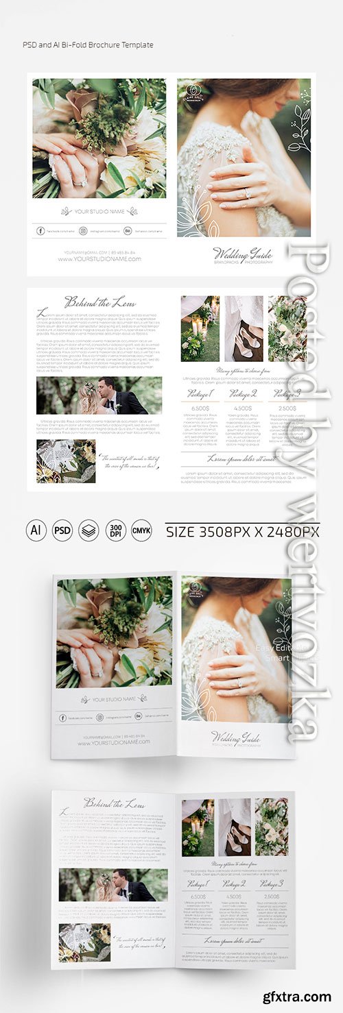Wedding photographer bi-fold brochure template