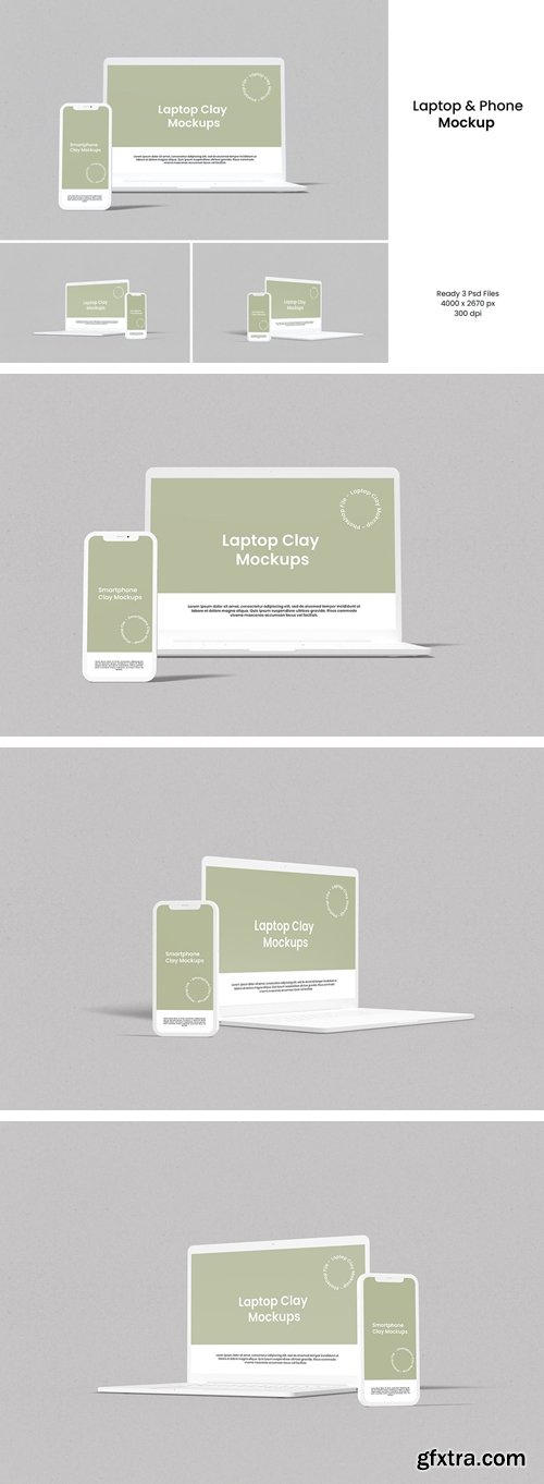 Laptop and Smartphone Clay Mokcup