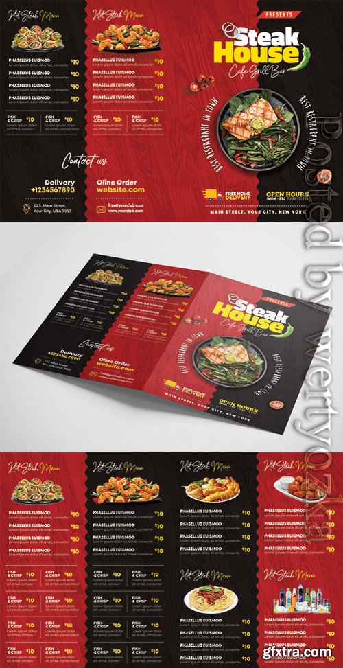 Bi Fold Square Food Menu Brochure PSD Bi Fold Square Food Menu Brochure PSD