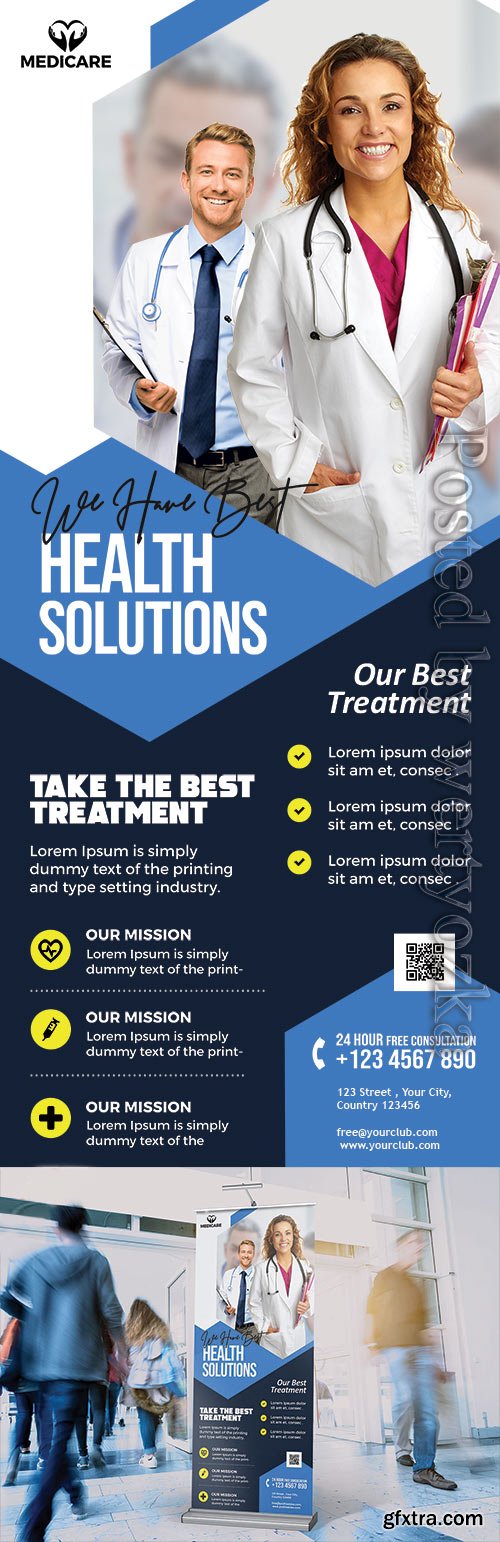 Premium Health Care Business Roll-Up Banner PSD