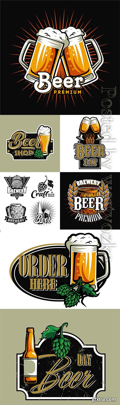 Set of beer logos for design in vector Set of beer logos for design in vector
