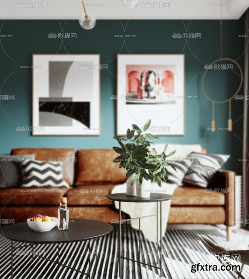 Modern minimalist living room dining room 3d model 751201
