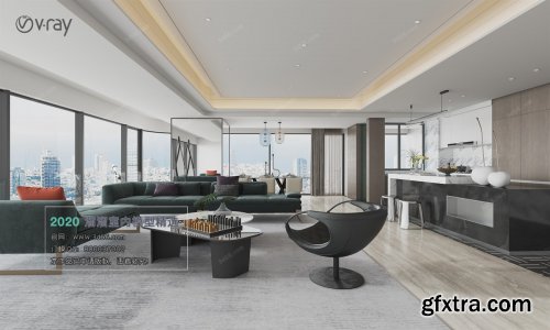 Modern style Livingroom Vray 44