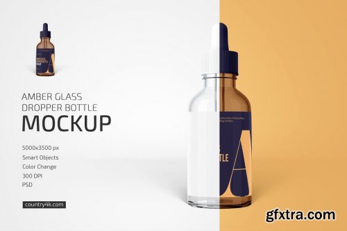 CreativeMarket - Amber Glass Dropper Bottle Mockup 6076292