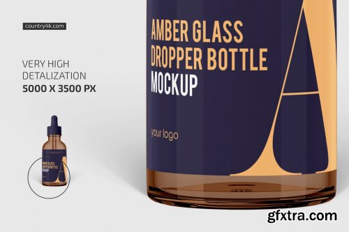CreativeMarket - Amber Glass Dropper Bottle Mockup 6076292