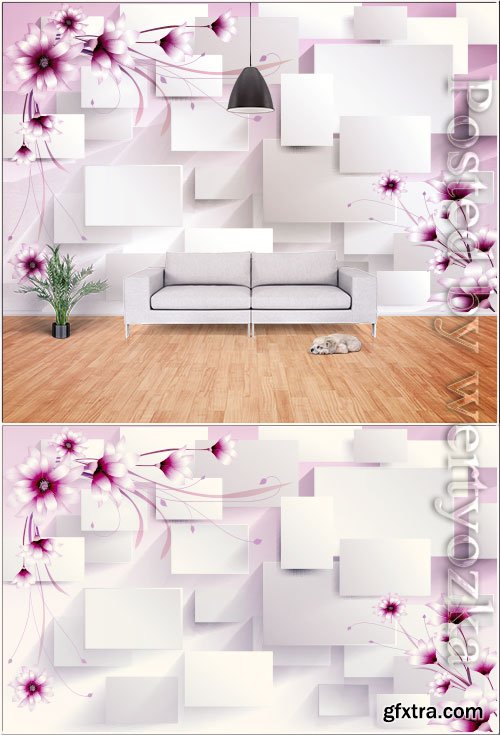 Romantic 3d stereo flowers geometric lines flowers tv background wall Romantic 3d stereo flowers geometric lines flowers tv background wall