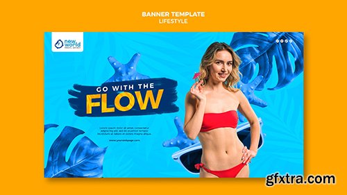 Horizontal banner psd template for summer beach vacation Horizontal banner psd template for summer beach vacation