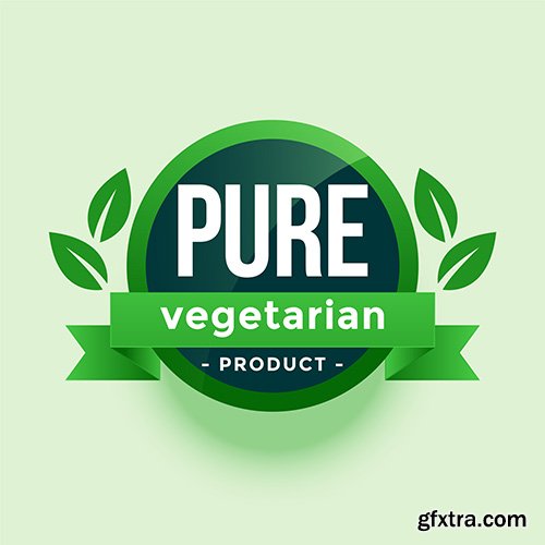 Pure vegetarian product green leaves label