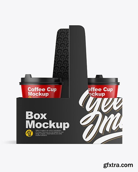Matte Coffee Cups in Paper Holder Mockup 82055